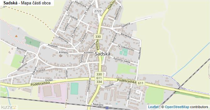 Sadská - mapa části obce
