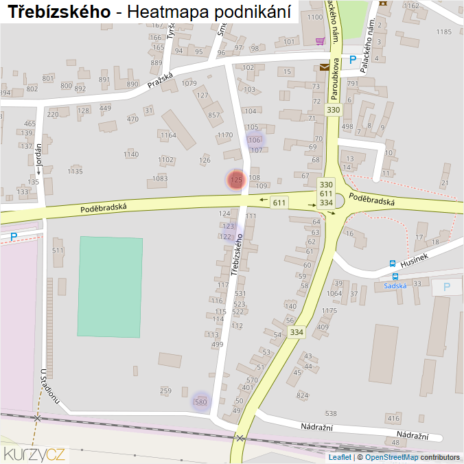 Mapa Třebízského - Firmy v ulici.