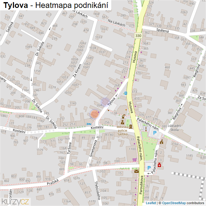 Mapa Tylova - Firmy v ulici.