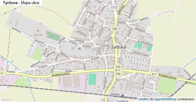 Tyršova - mapa ulice