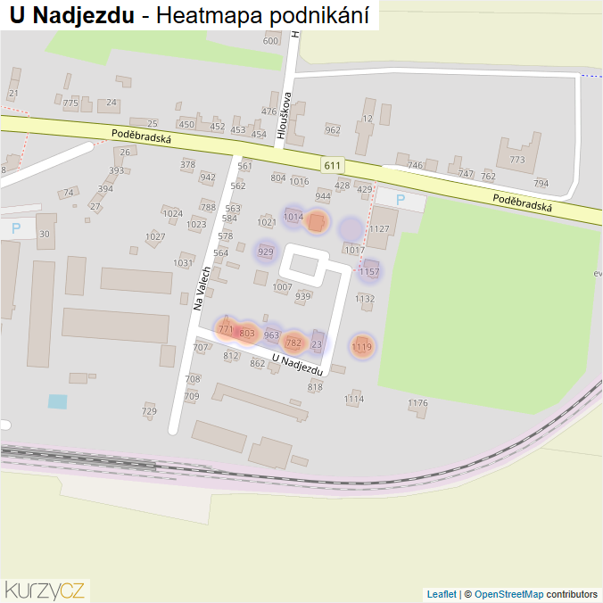 Mapa U Nadjezdu - Firmy v ulici.