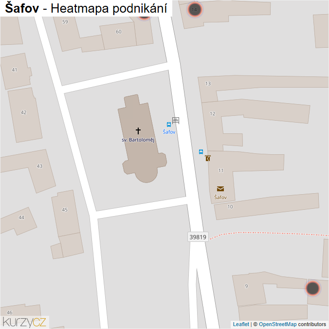 Mapa Šafov - Firmy v obci.