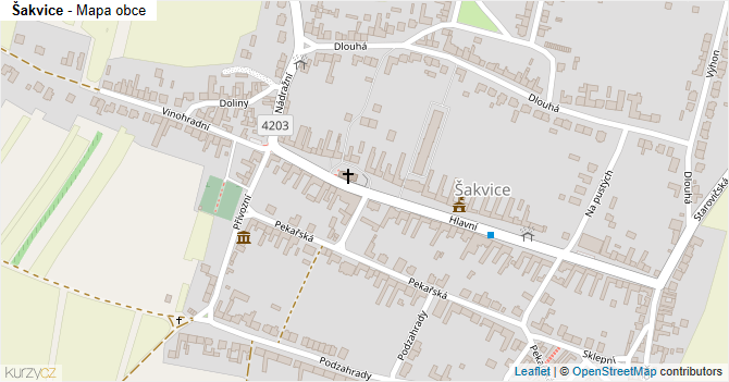 Šakvice - mapa obce