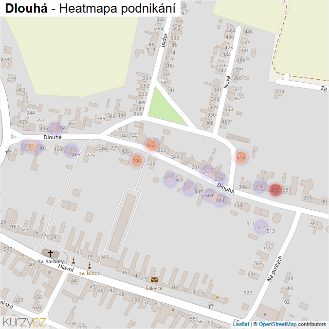 Mapa Dlouhá - Firmy v ulici.