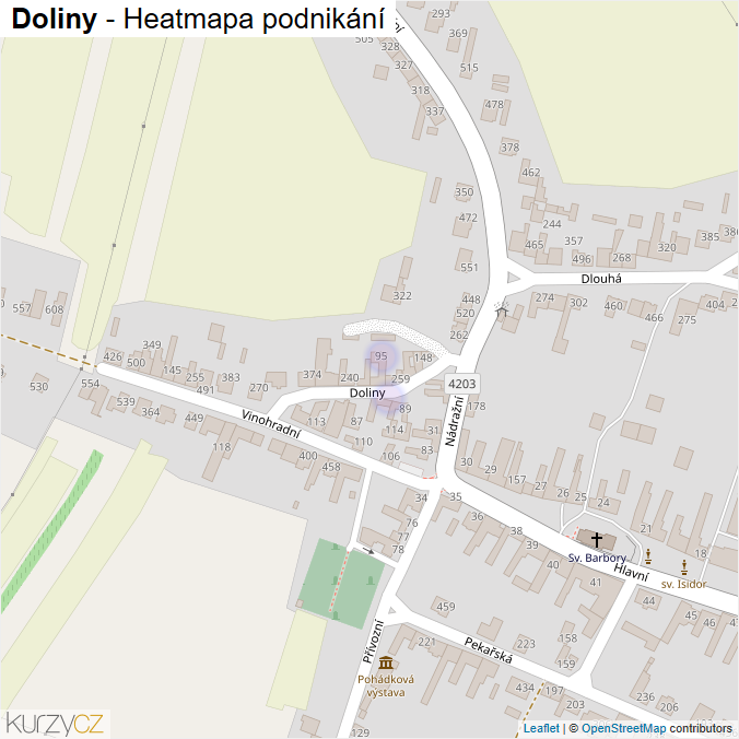 Mapa Doliny - Firmy v ulici.
