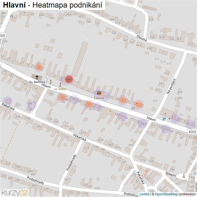Mapa Hlavní - Firmy v ulici.
