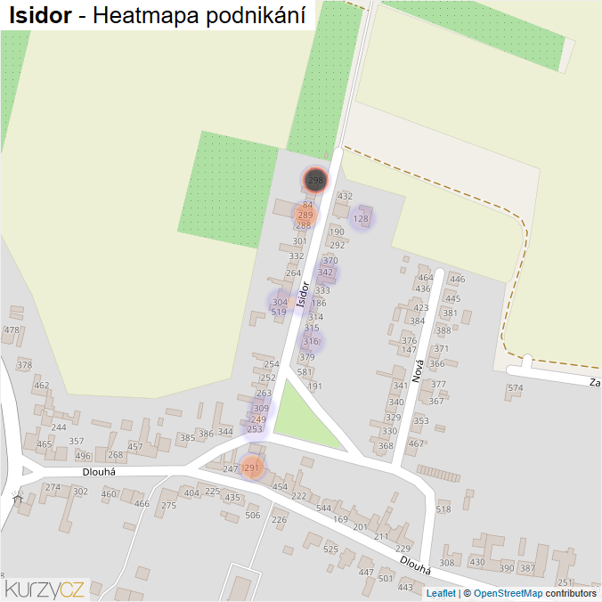 Mapa Isidor - Firmy v ulici.