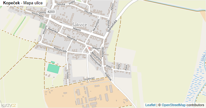 Kopeček - mapa ulice