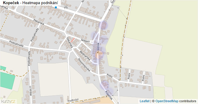 Kopeček - mapa podnikání