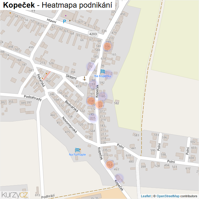 Mapa Kopeček - Firmy v ulici.