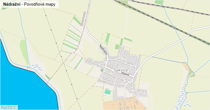 Nádražní - záplavové mapy stoleté vody