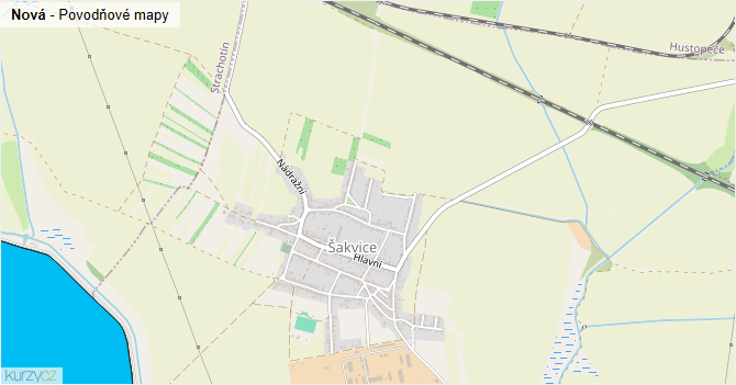 Nová - záplavové mapy stoleté vody