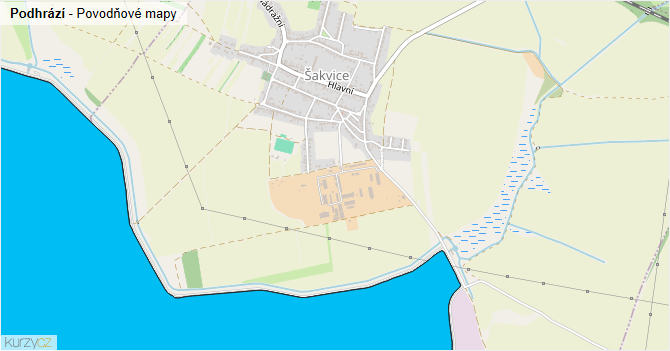 Podhrází - záplavové mapy stoleté vody