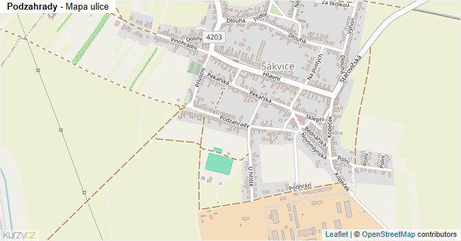 Podzahrady - mapa ulice