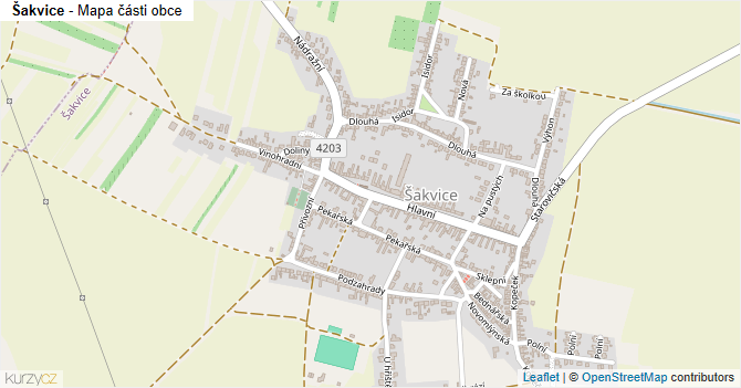 Šakvice - mapa části obce
