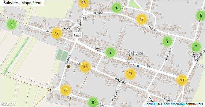 Šakvice - mapa firem