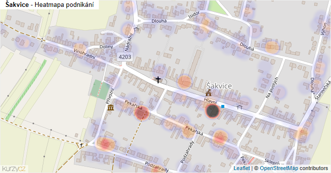 Šakvice - mapa podnikání