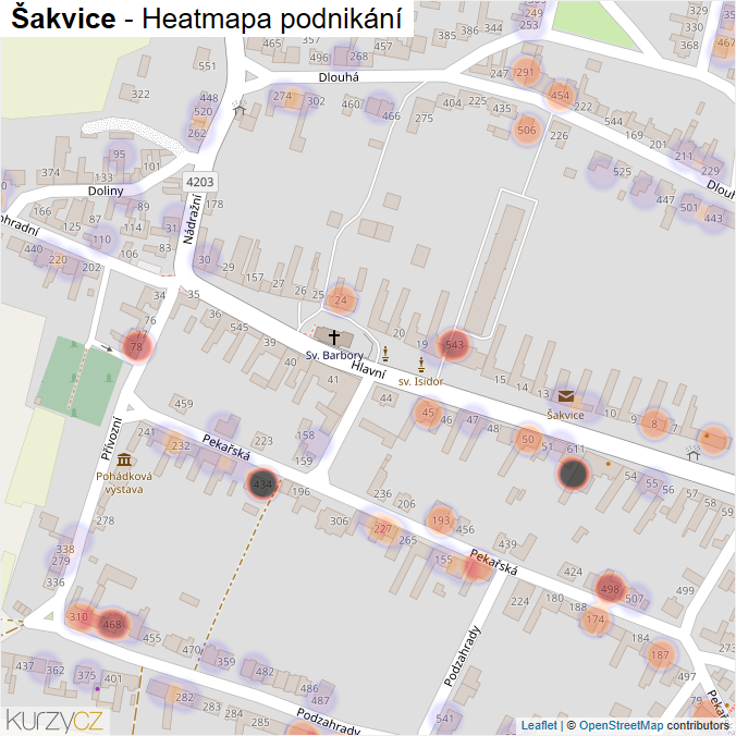 Mapa Šakvice - Firmy v části obce.