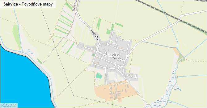 Šakvice - záplavové mapy stoleté vody