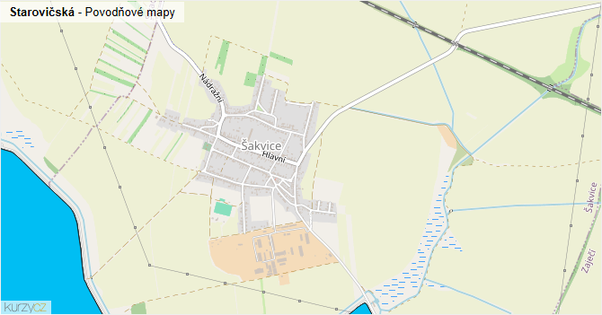 Starovičská - záplavové mapy stoleté vody