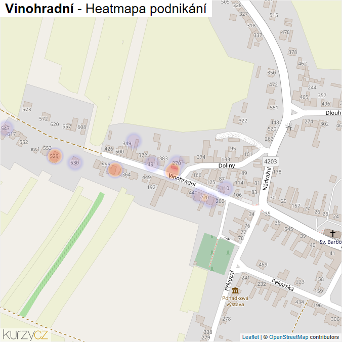 Mapa Vinohradní - Firmy v ulici.