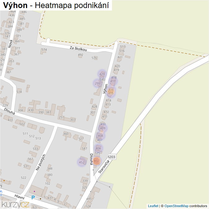 Mapa Výhon - Firmy v ulici.