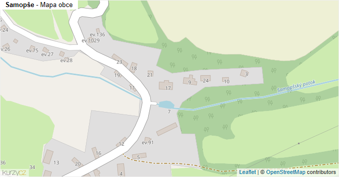 Samopše - mapa obce