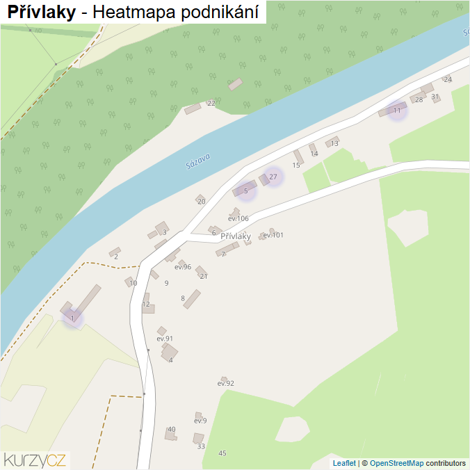 Mapa Přívlaky - Firmy v části obce.