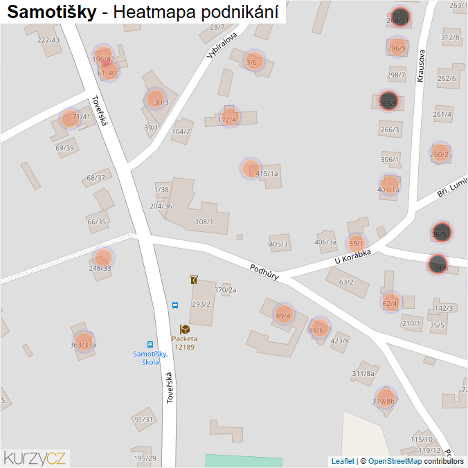 Mapa Samotišky - Firmy v obci.