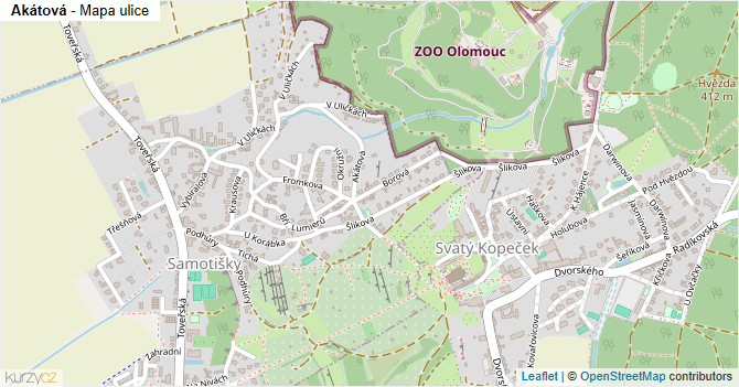 Akátová - mapa ulice