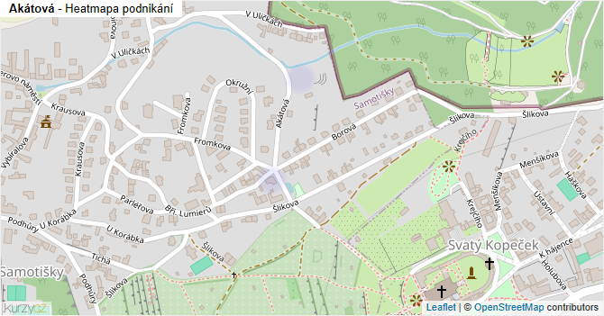 Akátová - mapa podnikání