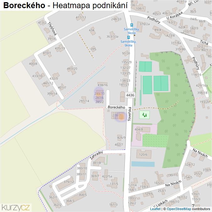 Mapa Boreckého - Firmy v ulici.