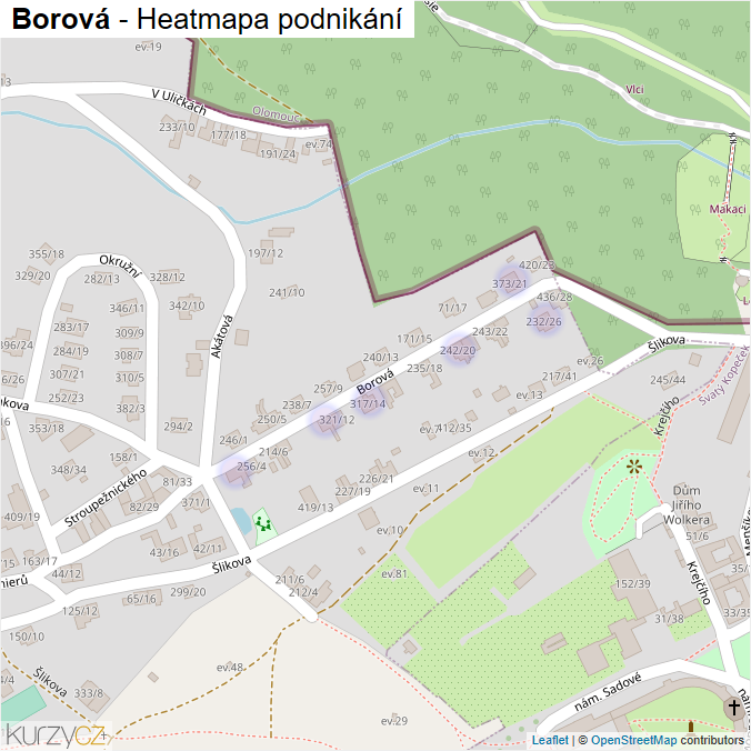 Mapa Borová - Firmy v ulici.