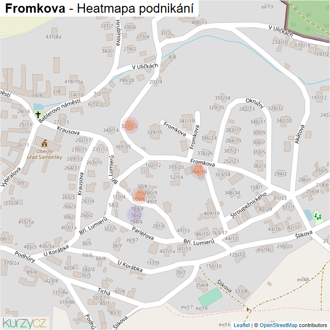 Mapa Fromkova - Firmy v ulici.