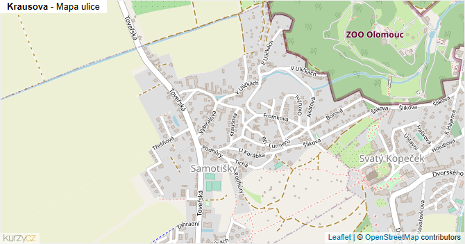 Krausova - mapa ulice
