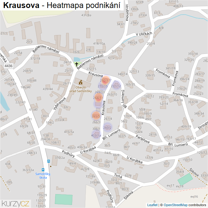 Mapa Krausova - Firmy v ulici.