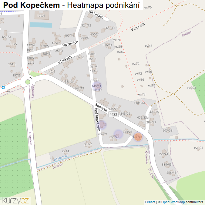 Mapa Pod Kopečkem - Firmy v ulici.
