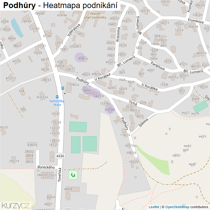 Mapa Podhůry - Firmy v ulici.