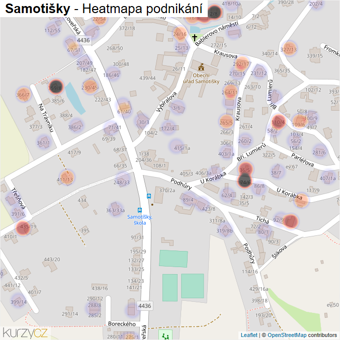 Mapa Samotišky - Firmy v části obce.