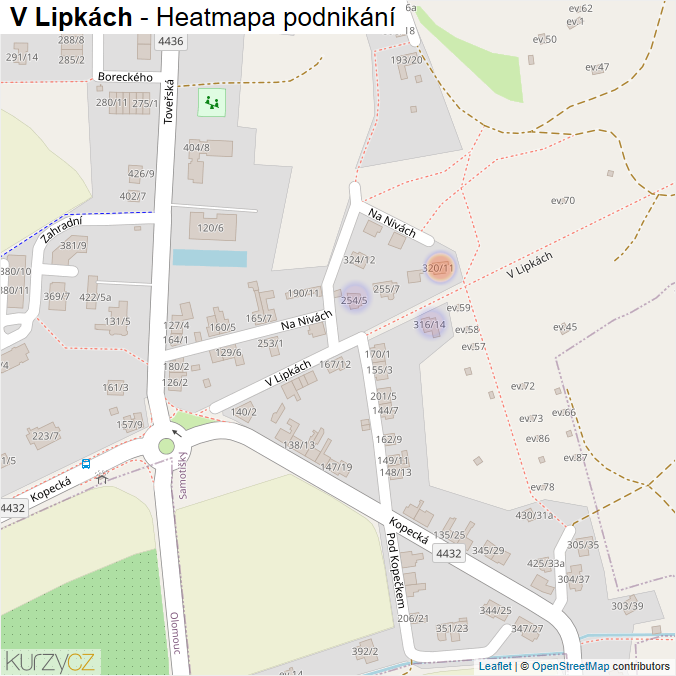 Mapa V Lipkách - Firmy v ulici.