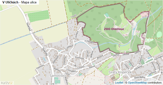 V Uličkách - mapa ulice