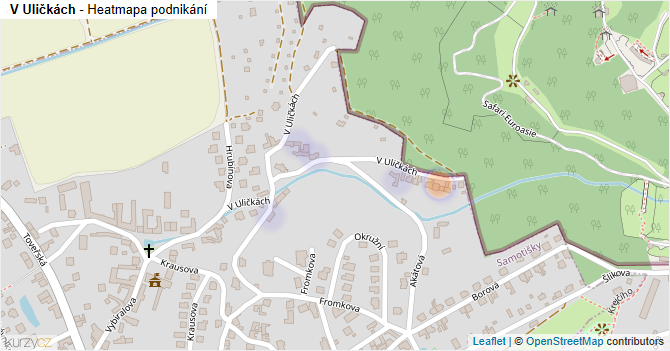 V Uličkách - mapa podnikání