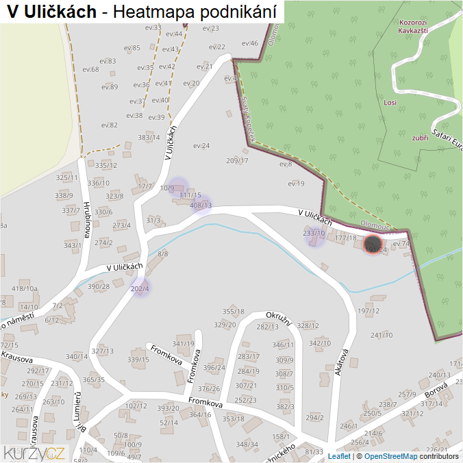 Mapa V Uličkách - Firmy v ulici.