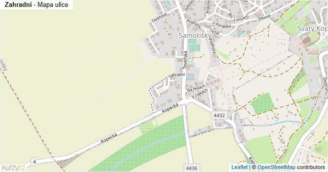 Zahradní - mapa ulice