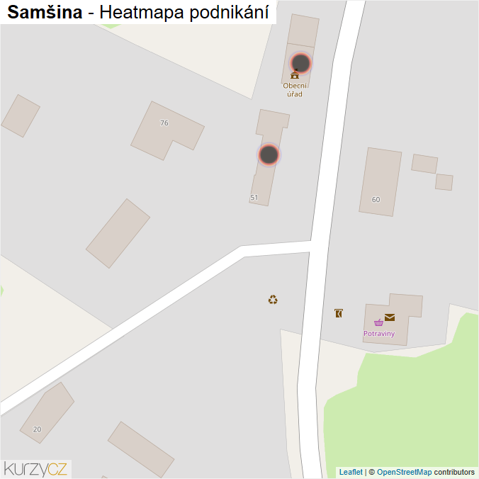 Mapa Samšina - Firmy v obci.