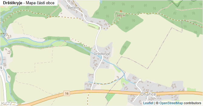 Drštěkryje - mapa části obce