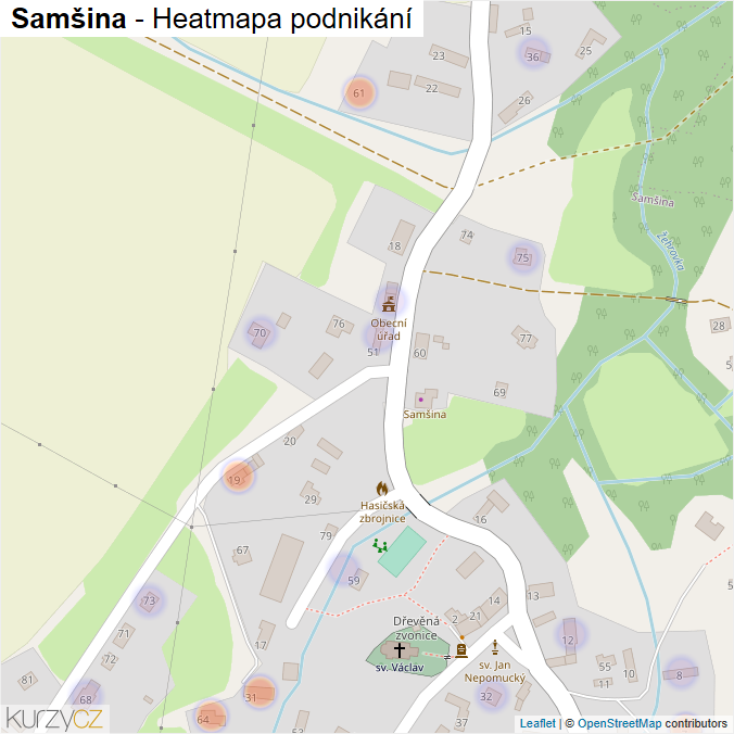 Mapa Samšina - Firmy v části obce.