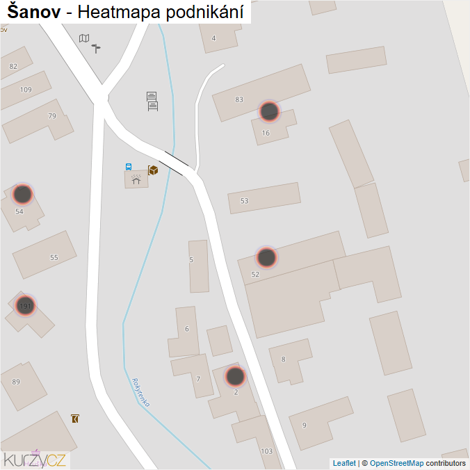 Mapa Šanov - Firmy v obci.