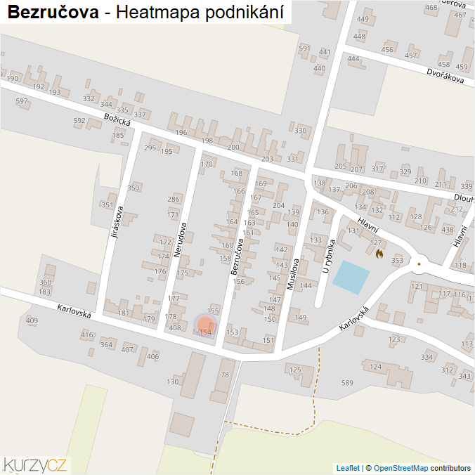 Mapa Bezručova - Firmy v ulici.