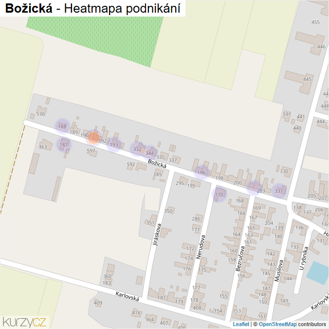 Mapa Božická - Firmy v ulici.
